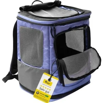 Abbildung von Wanderpfote Hunderucksack bis 8kg Modell Trekking Light, Größe S, Blau Hochwertige Hundetragetasche für kleine Hunde oder Katzenrucksack