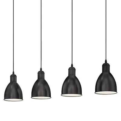 Abbildung von Eglo 49466 Hängeleuchte PRIDDY Stahl schwarz, weiß E27 4X40W H:110cm L:97,5cm B:15,5cm dimmbar