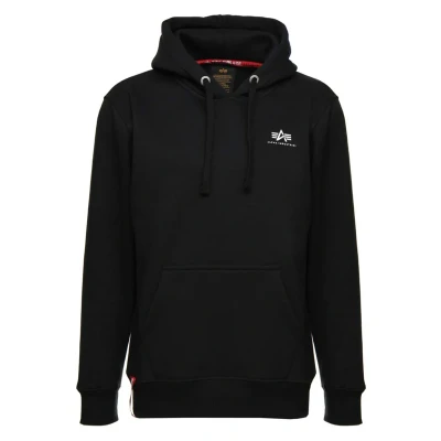 Abbildung von Alpha Industries Small LOGO Kapuzenpullover, Herren, Größe: Small, Black