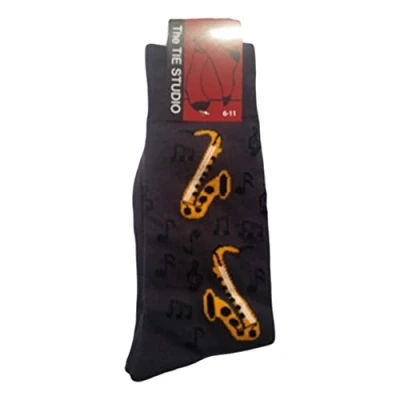 Abbildung von TIE Studio Saxophones auf Braun Unisex Neuheit Knöchel Socken Erwachsen Size 6 11