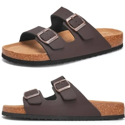 Abbildung von Herren Pantoletten Unisex Erwachsene Sandalen Hausschuhe Arbeitsschuhe Latschen Schlappen Antistatik Bequeme Classic(Braun,47 EU)