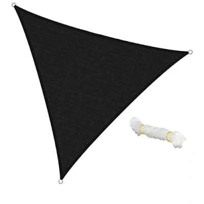 Abbildung von ECD Germany Sonnensegel Schattenspender für Terrasse 100% HDPE mit UV Schutz, Wettersegel 3,6x3,6m Dreieckig Anthrazit wasserabweisend&amp;atmungsaktiv