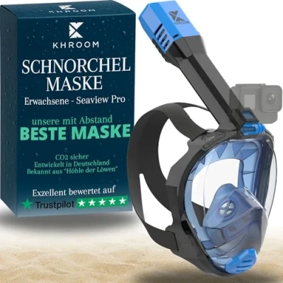 Abbildung von Khroom Schnorchel Schnorchelmaske Erwachsene Tauchermaske Vollgesichtsmaske Schnorcheln, Seaview Pro