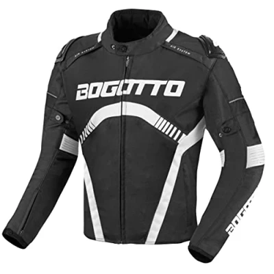 Abbildung von Bogotto Boomerang wasserdichte Motorrad Textil Jacke, schwarz/weiß, M