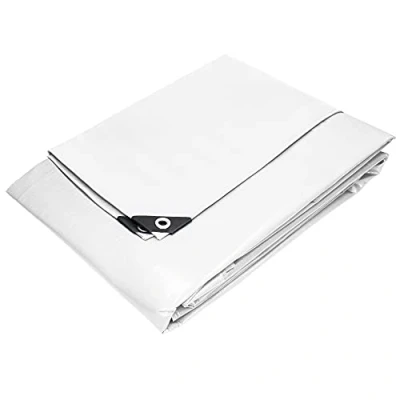 Abbildung von ECD Germany Schutzplane Abdeckplane mit Ösen aus Polyethylen Schimmelresistent Wasserdicht, Gewebeplane 180g/m² 2x3m 6m² Weiß Reißfest Holzplane