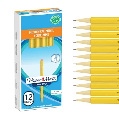 Abbildung von Paper Mate Non Stop Druckbleistift 0,7 mm HB 2 gelber Schaft 12 Stück
