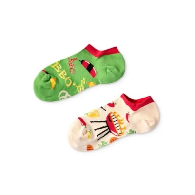 Abbildung von Dedoles Socken Unisex Damen Herren &amp; Kinder Baumwolle viele lustige Designs 1 Paar Geschenk links rechts verschieden, Farbe: Grün, Motiv: Grillsaison Sneakersocken, Gr. 35 38
