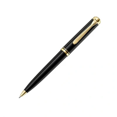 Abbildung von Pelikan Kugelschreiber Souverän 800, Schwarz, hochwertiger Drehkugelschreiber im Geschenk Etui, 996983