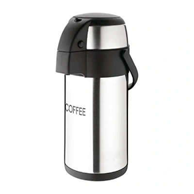 Abbildung von Olympia Pump Action Airpot Thermoskanne, Edelstahl, mit Schwing Tragegriff, 3 l Silber