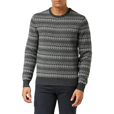 Abbildung von HACKETT LONDON Men&#039;s Monochrom Fairisl Crw Pullover Sweater, BLK/CHARCOL, L