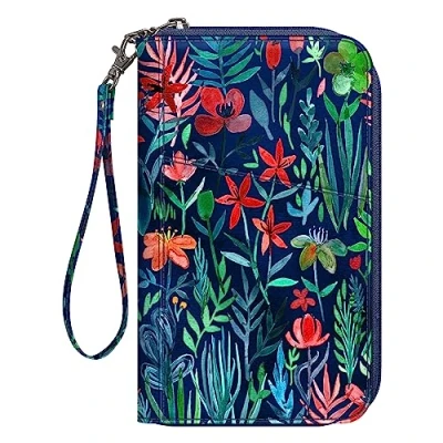 Abbildung von FINTIE Reisepasshülle, Reisebrieftasche für Familie 46, RFID blockierend, Reisedokumenten Organizer, Clutch Reisepässe, Visitenkarten, Kreditkarten, Boarding Pässe, Dschungelnacht