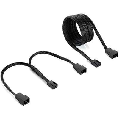 Abbildung von Poppstar 3 Pin Lüfter Kabel Set (15cm Y (3 Buchse auf / 2 Stecker) + 90cm Verlängerungskabel) für Anschluss von Prozessor Gehäuselüfter an Mainboard