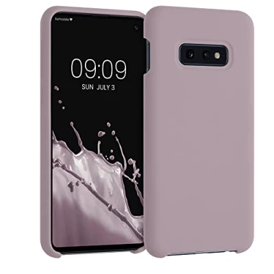 Abbildung von kwmobile Hülle kompatibel mit Samsung Galaxy S10e Silikon Handy Case Handyhülle weiche Oberfläche kabelloses Laden Purple Cloud