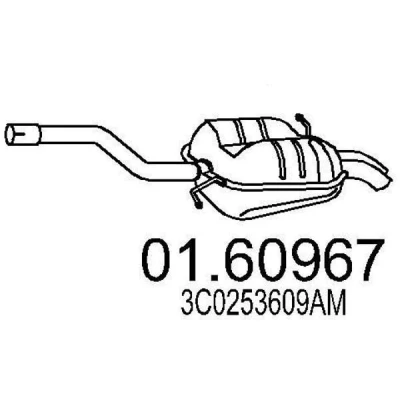 Abbildung von MTS 01.60967 Endschalldämpfer 1060 VOLKSWAGEN: Passat B6 Variant, Limousine