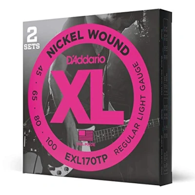 Abbildung von D&#039;Addario E Bass Gitarrensaiten Saiten Bassgitarre Strings Guitar EXL170TP Light, 45 100 (2 Pack) Long Scale