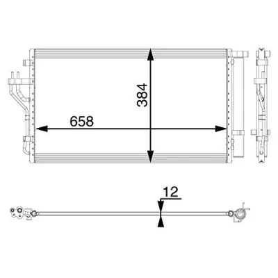 Abbildung von MAHLE ORIGINAL AC 56 000P Klimakondensator mit Trockner 658 HYUNDAI: ix35, KIA: Sportage III, CARENS 4