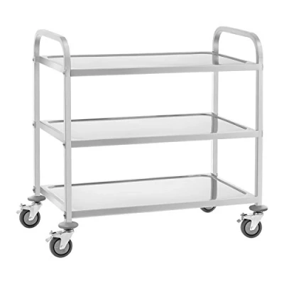 Abbildung von Royal Catering Servierwagen 3 Borde Edelstahl Teewagen Küchenwagen 4 Räder 2 Bremsen Waagen