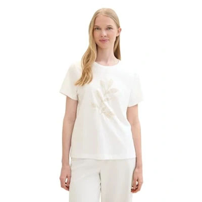 Abbildung von TOM TAILOR Damen Basik T Shirt mit Print, 10315 Whisper White, XXS