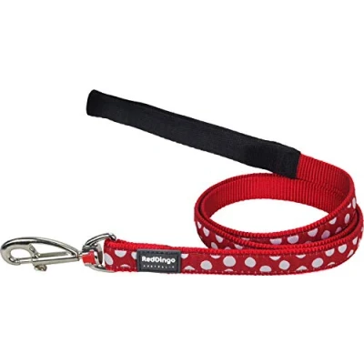 Abbildung von Red Dingo Designer Hundeleine, weiße Punkte auf Rot, 20mm x 1,2 m, Größe M