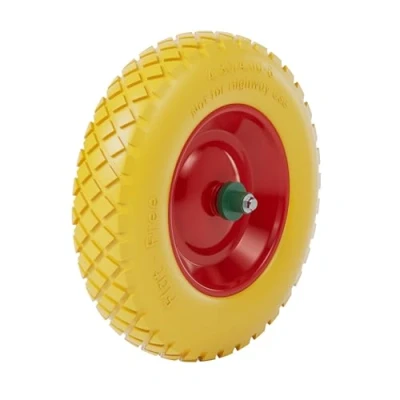 Abbildung von Wiltec Pannensicheres PU Rad 4.8/4.00 8 90 x 390 mm 160 kg, Polyurethan Vollgummi Schubkarren Komplettrad mit Steckachse, Schubkarrenrad pannensicher