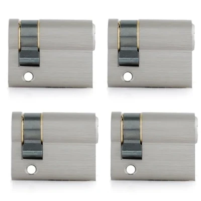 Abbildung von GERCAR Pro Profil Zylinder 30/10 Halbzylinder gleichschließend 4er Set Schließzylinder aus Messing matt inkl. 20 Schlüssel Garagentor Länge: 40 mm, A:30 B:10 4x