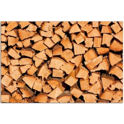 Abbildung von Wallario Outdoor Poster für Garten oder Balkon Holzstapel gehackt Holzscheite den Kamin, Motivbanner Größe: ca. 60 x 90 cm, Bild