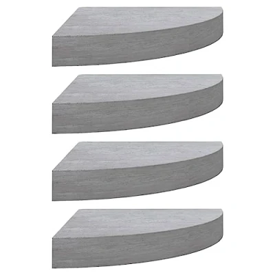 Abbildung von vidaXL 4X Eck Wandregal Eckregal Bücherregal Hängeregal Schweberegal Wandablage Regal Dekoregal Büroregal Wohnzimmer Betongrau 35x35x3,8cm MDF