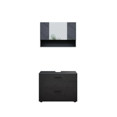 Abbildung von Vicco Badmöbel Set Irma, Anthrazit Hochglanz, 2 Teile, Unterschrank 80 cm, (2 St., er Set)