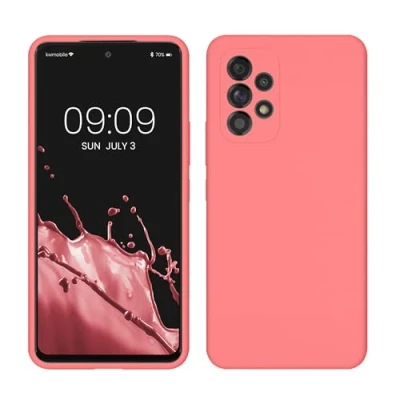 Abbildung von kwmobile Hülle kompatibel mit Samsung Galaxy A53 5G Silikon Handy Case Handyhülle weiche Oberfläche kabelloses Laden Pastell Koralle
