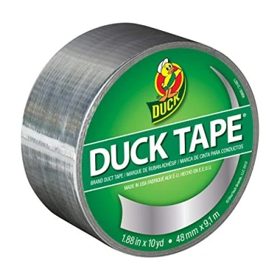Abbildung von Duck Tape Gewebe Klebeband, einfarbig, Silber Chrome, Reparieren, Basteln, Personalisieren, Dekorieren und als Lernmaterial, 48 mm x 9,1 m