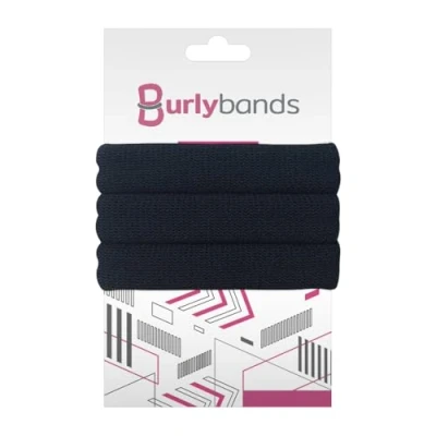 Abbildung von Burlybands Große Haargummis für dickes, schweres oder lockiges Haar, keine Schäden, nahtlose Pferdeschwanzhalter, Haargummis, sportliche dicke (schwarz, 3 Stück)
