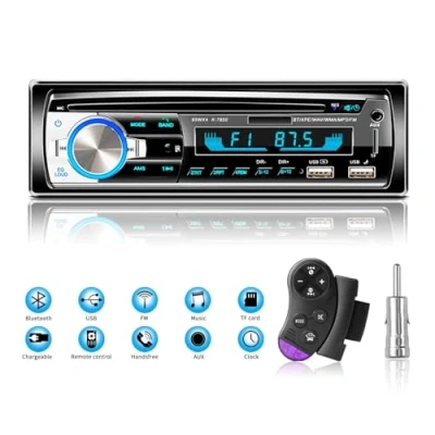 Abbildung von Lifelf Autoradio mit Bluetooth Freisprecheinrichtung, 65W*4 1 Din Lenkrad Fernbedienung, FM/MP3 Player/2*USB/TF/AUX Audio/Antenna Adapter (Keine CD)