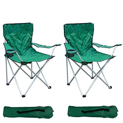 Abbildung von 2 er Set Anglersessel Campingstuhl Faltstuhl Angelsessel Angelstuhl Regiestuhl Grün mit Getränkehalter und Tasche belastbar bis 120kg