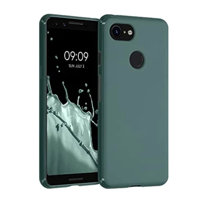 Abbildung von kwmobile Hülle kompatibel mit Google Pixel 3 weiches TPU Silikon Case Cover geeignet für kabelloses Laden Blaugrün