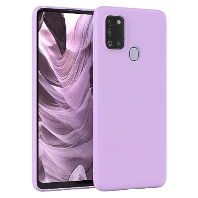 Abbildung von EAZY Case Silikonhülle für Samsung Galaxy A21s Hülle Silikon Lila weich stoßfeste Handyhülle Schutzhülle mit Kameraschutz Dünn Premium Schutz Cover TPU Phone Bumper in Violett