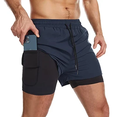Abbildung von Danfiki Laufshorts Herren Kurze Sporthose Kurz mit Tasche Laufhose Kurzmit Taschen Hosen Fitness