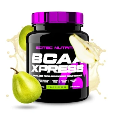 Abbildung von Scitec Nutrition BCAA Xpress, Zucker , Gluten &amp; Laktosefrei, 5g reine BCAA, Muskelaufbau Wachstum, 2:1:1 Aminosäurenverhältnis, aromatisiert leicht zu mischen, 700 g, Birne
