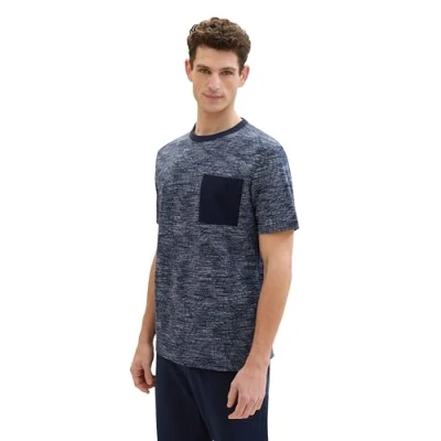 Abbildung von TOM Tailor MIT Allover Tshirt print, Herren, Größe: Medium, Fog blue spacedye leaf design