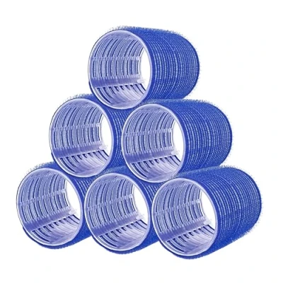 Abbildung von PONIK&#039;S PROFESSIONAL Haarrollen Lockenwickler, Lockenwickler Selbsthaftend Set, Haar Roller 6 Stücke, Locken 40mm, Selbst Griff blau