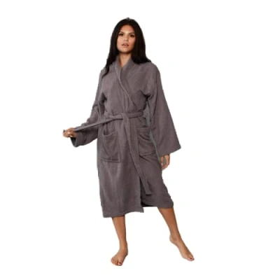Abbildung von Brentfords Damen Bademantel, Sauna Bademantel Damen,Herren Unisex Einheitsgröße Morgenmantel Leichter 100% Baumwolle Anthrazit