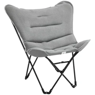 Abbildung von Campingstuhl tragbar klappbar Gartensessel Regiestuhl Klappsessel Modern Design für Outdoor Picknick max. Belastung 120 kg Hellgrau 88 x 74 84 cm