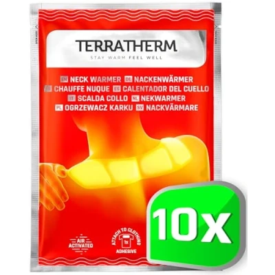 Abbildung von Terratherm Wärmepflaster Nacken, Schulter und Hals 8h wohltuende Tiefenwärme für den Rücken, Nackenwärmer, Schulterwärmer luftaktiviert 10 Stück
