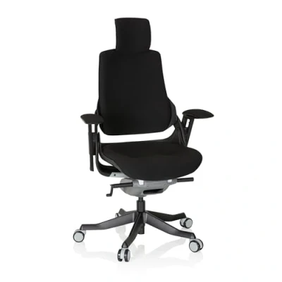 Abbildung von hjh OFFICE 640360 Profi Bürostuhl SPEKTRE Stoff Schwarz ergonomischer Drehstuhl mit Verstellbarer Rückenlehne