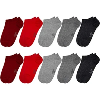 Abbildung von OCERA 10 Paar Kinder Sneaker Socken für Mädchen und Jungen Rot Grau Mix 23/26