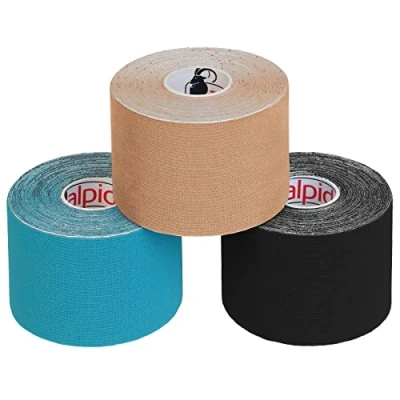 Abbildung von ALPIDEX Kinesiologie Tape 1/3/ 6/12 Rollen Viele Farben 5 m x cm Anwendungsbroschüre Elastisch Wasserfest Hautfreundlich Physio Muskel Set, Farbe:bunt, Menge:3