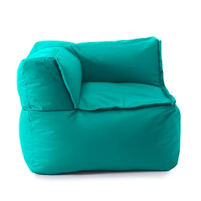 Abbildung von Lumaland Sitzsack Lounge Modular Eckteil Waschbare Sitzmöbel für Innenräume &amp; Garten Indoor Outdoor Sitz Garnitur Wasserfester Ecksessel Einfach erweiterbar 81x81x70cm [Türkis]