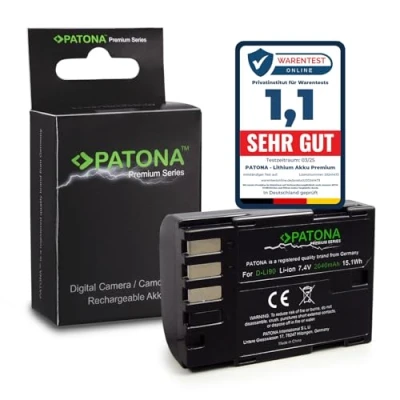 Abbildung von PATONA Premium Akku Ersatz für Pentax D Li90, LI90 Batterie, 2040mAh, Kompatibel mit 645D, 645Z, K 01, 3, 3 II 5, 5 II, IIs, 7 DSLR