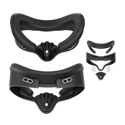 Abbildung von TRANSNOVO Face Cover Pad Facial Interface Kompatibel mit Oculus/Meta Quest 3S Zubehör, Schweißresistentes PU Schaumstoffpolster Nasenschutz, 4 Belüftungsöffnungen für Verbesserte Luftzirkulation