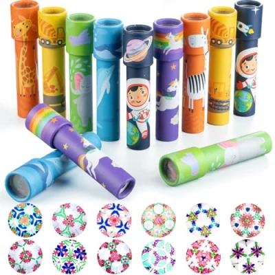Abbildung von iKeelo 12 Stück Klassisches Kaleidoskope Kinder, Kindergeburtstag Gastgeschenke, Retro Kaleidoskop Mitgebsel für Kindergeburtstag, Weihnachten, Schule und Klassenzimmer Preise