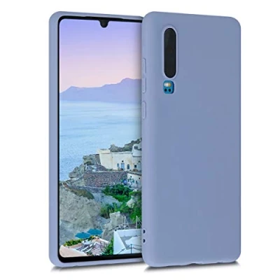 Abbildung von kwmobile Hülle kompatibel mit Huawei P30 weiches TPU Silikon Case Cover geeignet für kabelloses Laden Lavendelgrau matt